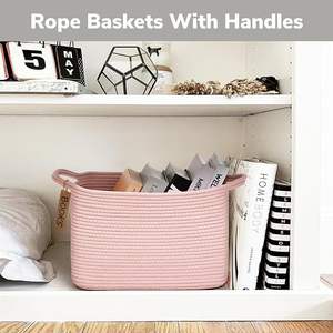 ตะกร้าเก็บของทรงสี่เหลี่ยมผืนผ้าแบบพับได้ ทำจากเชือกฝ้ายสีเขียว ทันสมัย เป็นมิตรกับสิ่งแวดล้อม เหมาะสำหรับห้องนั่งเล่น ใช้งานได้หลากหลาย - Product Image 4