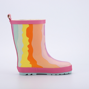 Wholesale Custom Lightweight Footwear <strong>Rubber</strong> Outsole Shinny Rainbow Rain Boot - Product Image 2