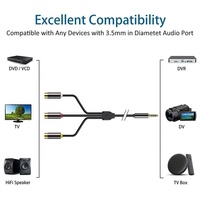 3.5MM TRRS Erkek - 3 RCA Dişi Koaksiyel Bükümlü Çift PVC Kılıflı Ses Video Adaptör Kablosu (Hoparlör ve Cep Telefonu için)