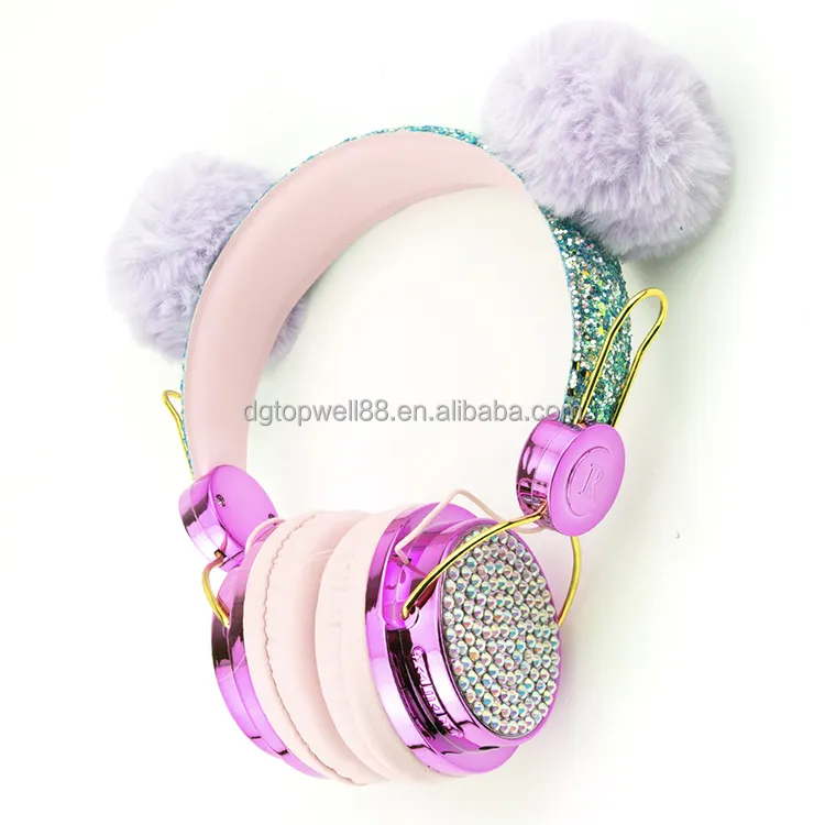 Customization lovely popular waterproof IPX-4 student pompom unicorn fashion blue tooth wireless kids headphones