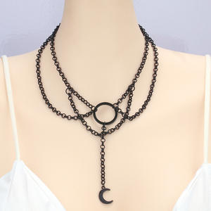 Collar de Luna en Capas de Aleación de Zinc, Joyería Gótica Hip Hop Unisex de Diseño Geométrico, Origen Yiwu - Product Image 1