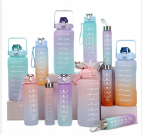 Bouteille d'eau en plastique motivante avec logo personnalisé, produits les plus vendus, Tomatodos 500 ml, 700 ml, 2000 ml, ensemble de 3 bouteilles