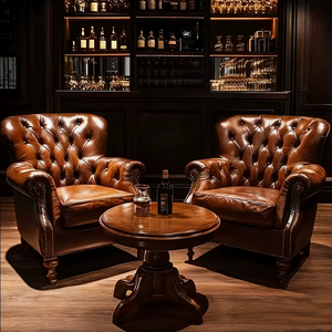 Set di Divani e Sedie <span class=keywords><strong>in</strong></span> Legno Massello Antico di Alta Gamma per Uso Commerciale <span class=keywords><strong>in</strong></span> Caffè e Ristoranti con Schiuma ad Alta Densità Resistente - Product Image 3