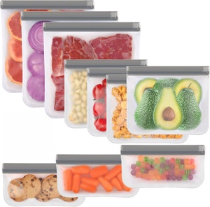 Custom BPA Free PEVA Silicone Food <b>Bag</b> Reusable Leakproof Snacks Vegetable Meat Fruit Storage <b>Bag</b> Freezer Refrigerator Safe - Product Image 1