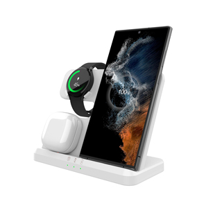 New 3in1 sạc không dây 15 Wát sạc nhanh đứng cho điện thoại đồng hồ tai nghe bán buôn xách tay - Product Image 1