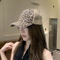 Gorra de béisbol vintage Y2K con estampado de leopardo, malla transpirable, cómoda para deportes al aire libre, gorra de camionero a la moda