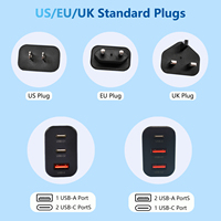 Diskon besar adaptor perjalanan 3-in-1 cepat kualitas daya 30W steker EU pengisi daya USB-C USB-A PD QC3.0 untuk IPhone 14 13 12 Pro Max
