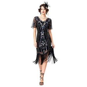 1920s Gatsby Retro <b>Sequin</b> Beaded Cocktail Dress V-neck Sheath <b>Plus</b> <b>Size</b> Vintage Party Dress - Product Image 2