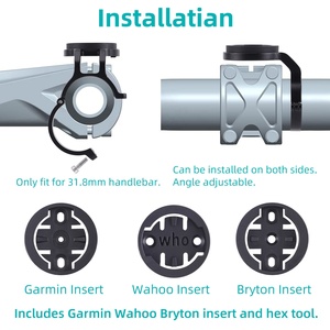 Soporte de aleación de aluminio de alta calidad, adaptador de inserción de montaje de ordenador de <span class=keywords><strong>bicicleta</strong></span> con fácil instalación para <span class=keywords><strong>Garmin</strong></span> Wahoo Bryton - Product Image 2