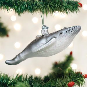 Décoration de Noël suspendue en verre soufflé artisanal sur mesure, thème plage, baleine verte à bosse, vie marine, baleine <span class=keywords><strong>Beluga</strong></span>, poisson - Product Image 2