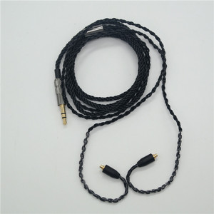 Cable de audio de nailon de 120 cm con conector recto de 8 hilos MMCX negro para auriculares Se215 Se535 Se846 - Product Image 1