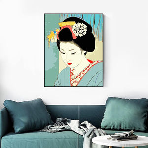 Dipinto ad olio da numeri ritratto donna <span class=keywords><strong>giapponese</strong></span> semplice <span class=keywords><strong>arte</strong></span> <span class=keywords><strong>pittura</strong></span> ad olio su misura di <span class=keywords><strong>pittura</strong></span> da numeri per adulti - Product Image 2