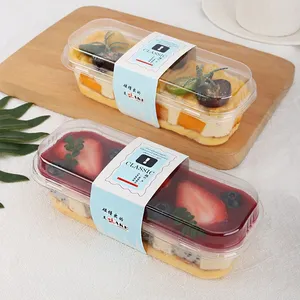 Fabriek Snelle Levering Cake Plastic Doos Clamshell Verpakking Voedsel Container Dessert Pudding Clear Rectangulr Box