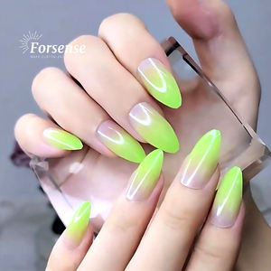 Forsense 24 pièces en forme d'amande presse verte sur les ongles avec de la colle et une lime avant la conception pointes des ongles femmes faux ongles colle sur les ensembles coréens - Product Image 2
