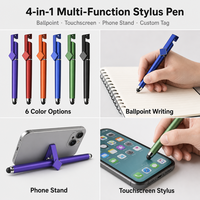 Stylo multifonction 4-en-1 avec logo personnalisé, support de téléphone, code QR, stylo à bille promotionnel, cadeau d'entreprise, vente en gros OEM