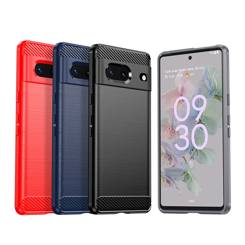 In Stock Business Shockproof Brushed Soft TPU Carbon Fiber Mobile Cell Phone Cover Cases For Google Pixel 2 XL 4A 5A 5G 7 Pro