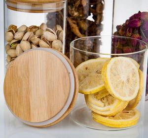 Tarros de vidrio de borosilicato de alta calidad, recipientes de almacenamiento de alimentos para cocina, recipiente hermético de despensa con cubierta de bambú, diseño creativo - Product Image 5