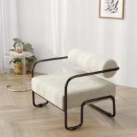 Fauteuil d'appoint moderne de luxe industriel en velours côtelé avec dossier solide, rembourrage en mousse souple et structure métallique pour salon, chambre et bureau à domicile