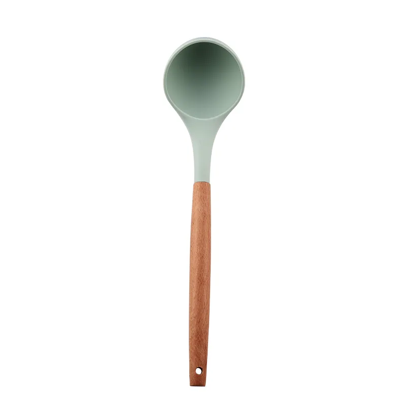 2022 yeni Amazon sıcak satış ahşap saplı 12 adet silikon mutfak aletleri spatula seti pişirme mutfak eşyaları