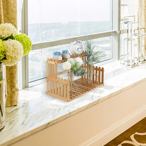 Desktop Flower Rack 2 Tier Bamboo Storage <b>Shelf</b> For <b>Desk</b> Organizing Plants And Vases - Product Image 4