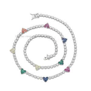 Color Small Love Tennis Chain Couple <b>Stacked</b> Copper Inlaid Zircon Heart Tennis <b>Bracelet</b> Tanjing Fashion Lijing Necklace - Product Image 4