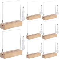 Base lumineuse en bois et acrylique (8) - Câbles USB écologiques et recyclables de 7 pouces - Lampes de nuit transparentes - Cadeau idéal pour les êtres chers