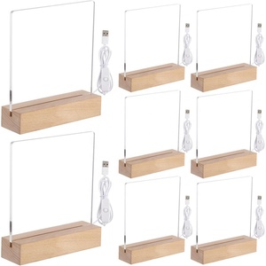Base Luminosa in Legno e Acrilico (8 Pezzi) - Luci Notturne Trasparenti Ecologiche e Riciclabili con Cavi USB da 7'' - Regalo Perfetto per i Propri Cari - Product Image 1
