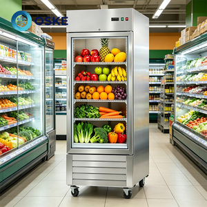 Réfrigérateur vertical encastrable à porte vitrée avec éclairage LED intégré <span class=keywords><strong>pour</strong></span> illuminer l'agencement des aliments et stimuler l'attraction des clients en libre-service - Product Image 1