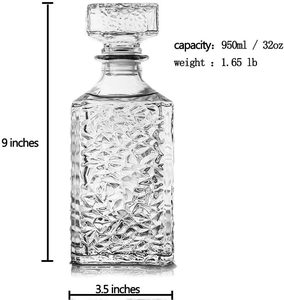 Decantador de Whisky Cuadrado de 950 ml, Botella <span class=keywords><strong>Vacía</strong></span> de 32 oz para Licor con Tapa Hermética para Whisky, Vodka, Bourbon, Brandy y Vino - Product Image 6
