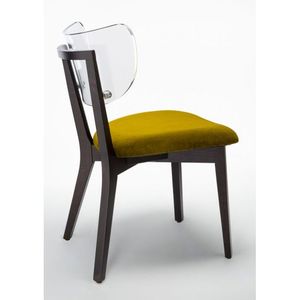 Sedia Moderna Trasparente in Legno con Telaio MONOBLOCCO in Faggio Tinto MOKA, Velluto Verde Oliva-SURI per Soggiorno SRIVL035 - Product Image 1