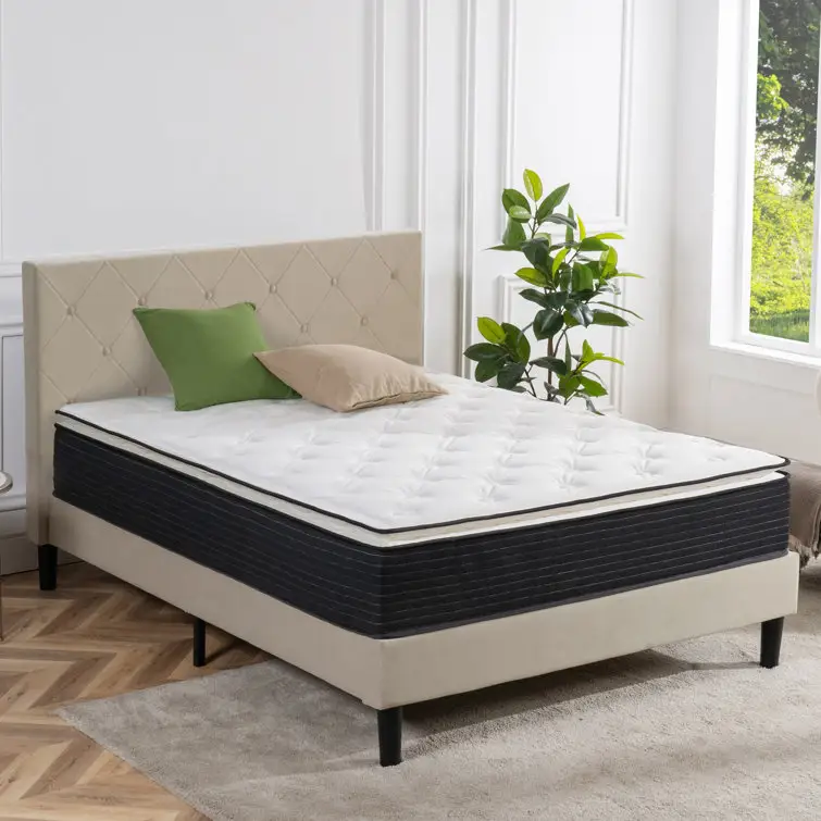 Luxe Pocketvering Matras Beddengoed Set Comfort Slaap Sterke Ondersteuning Systeem Roll Comfort Hybrid Spons Natuurlijke Latex King Size