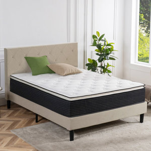 Juego de cama de colchón de muelles de bolsillo de lujo, sistema de soporte fuerte para dormir cómodo, rollo de esponja híbrida de látex Natural, tamaño King - Product Image 1