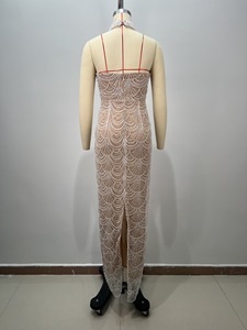 Vestido de noche sexy de lujo con lentejuelas y cuentas pesadas, cuello Halter, escote en V profundo, corte en la espalda, fiesta, <span class=keywords><strong>Bar</strong></span>, Reunión, mujer - Product Image 2