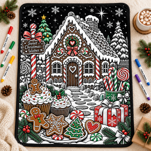 Christmas Gingerbread House Plush Throw <b>Blanket</b> Rectangular Printed Home Decor Winter Classic Style - Product Image 4