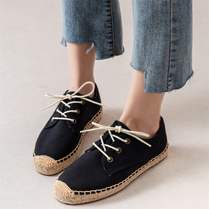 <span class=keywords><strong>Alpargatas</strong></span> de <span class=keywords><strong>Mujer</strong></span> Modernas con Cordones y Punta Cerrada, Tejidas en Yute, con Suela Gruesa, Calzado Diario Antideslizante, Minimalista e Informal - Product Image 4