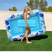 Piscine flottante gonflable d'extérieur en PVC certifiée CE, grand bateau flottant carré, transat flottant pour adultes pour bronzer