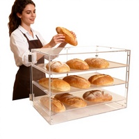 Vitrine de pâtisserie en acrylique à 3 niveaux pour magasin de gâteaux sur mesure, grande vitrine de rangement pour pâtisseries avec plateau amovible pour café et pâtisserie