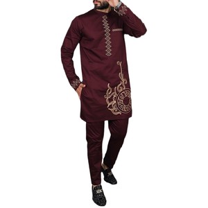 <span class=keywords><strong>Tenue</strong></span> Dashiki <span class=keywords><strong>moderne</strong></span> pour hommes africains, ensemble tunique et pantalon brodés à manches longues, vêtements ethniques formels pour les affaires et les événements - Product Image 5