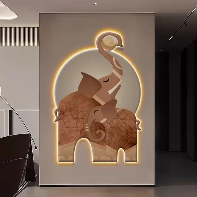 Wholesale various styles of elephant-themed animated art luminous decorative murals for indoor decoration