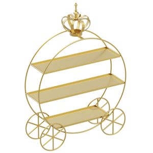 Goldene Krone Dreistöckige Etagere für Hochzeiten und Partys, Weißer Gebäckständer mit Ornament für Desserttisch-Dekoration - Product Image 1