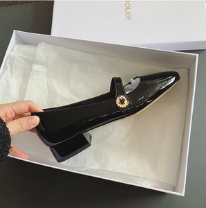 Chaussures Mary <span class=keywords><strong>Jane</strong></span> rétro françaises pour femmes, à bride arrière, avec boucle dorée, en PU vintage, à enfiler, tendance mode, respirantes et antidérapantes - Product Image 5