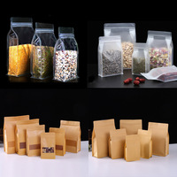 Sac en papier kraft à huit soudures latérales, pochette à fond plat avec soufflet, vente en gros, sac en papier kraft à huit soudures latérales autoportant