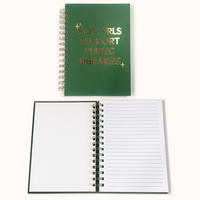 Carnet à spirales personnalisé à couverture rigide, estampage à chaud doré, reliure Wire-O dorée, journal ligné mat sur le thème de la bibliothèque