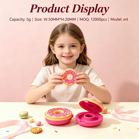 ISMAN Étui vide pour baume à lèvres en forme de donut, 5g, rose, avec couvercle à charnière, emballage cosmétique fantaisie, design dessert, vente en gros