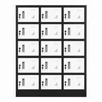Armoire de rangement métallique à 15 compartiments avec serrure à clé, emballage KD, pour salle de sport, école, lieu de travail, usage personnel du personnel (OEM ODM)