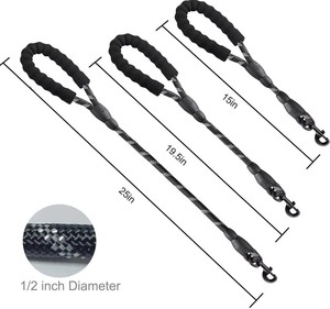Laisse courte pour chien, 3 tailles, laisse courte en nylon avec poignée rembourrée - Product Image 6
