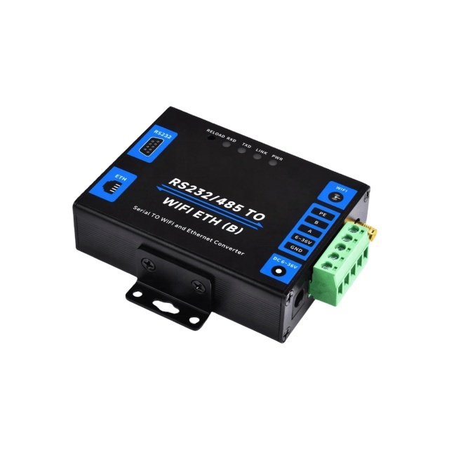 Industrial Grade Serial Server RS232/485 to WiFi and Ethernet Modbus Gateway MQTT Gateway with Metal Case