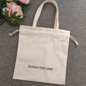 Sac de courses réutilisable personnalisé en coton naturel, anti-poussière, avec cordon de serrage, pour promotion - Product Image 3