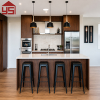 Meuble de base de cuisine en MDF durable pour la maison et le bureau avec îlot central, étanche et moderne, idéal pour les développeurs et l'ameublement.