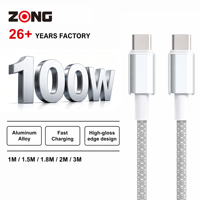 Kabel USB PD 100W Desain Berkilau Tinggi Berbahan Aluminium Alloy Teranyam, Kompatibel untuk Laptop, Monitor, dan Ponsel